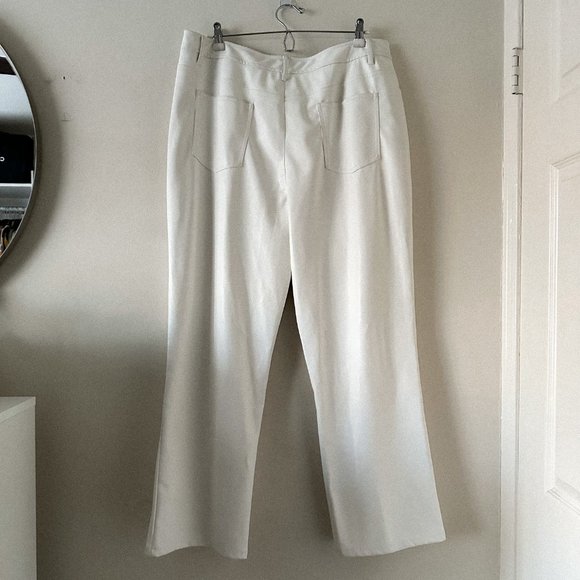 STAUD Eli Ivory White Vegan Leather Straight Leg Pants Size 16 - Picture 12 of 13